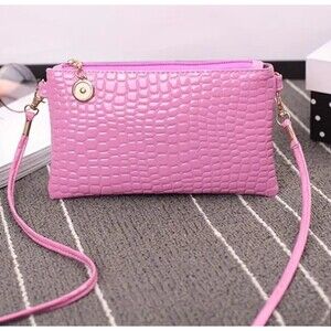Cute fuax leather pink snake skin crossbody bag